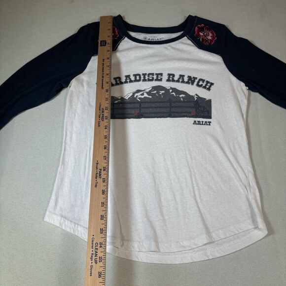 ARIAT Ladies Ranch Flowers Raglan Shirt Size Medium Cowgirl Western Classic Fit - Picture 9 of 9